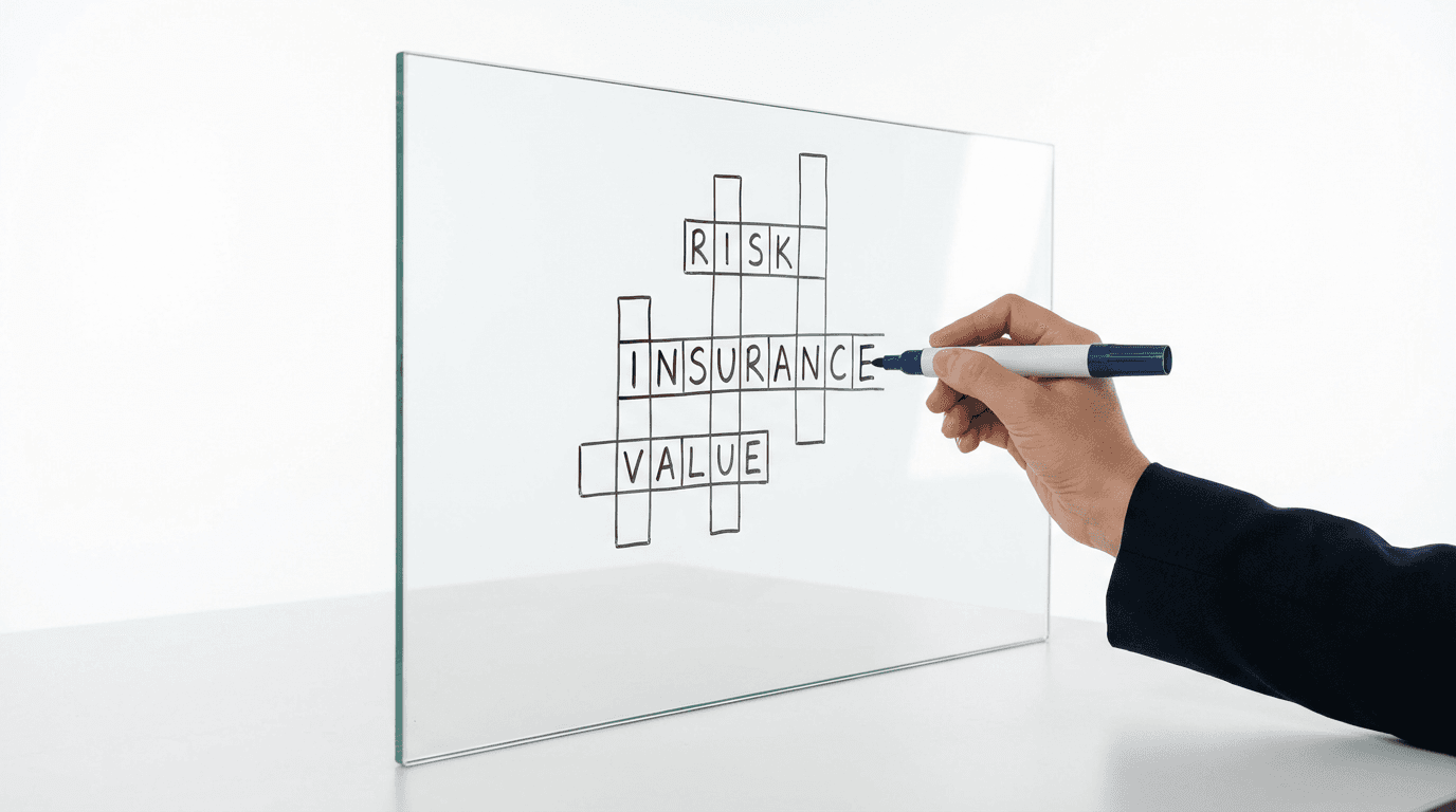 Insurance loss control surveyor reviewing risks outside a building